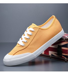 Men Canvas Breathable Soft Sole Comfy Brief Pure Color Casual Court Shoes