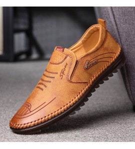 Men Microfiber Leather Slip Resistant Soft Sole Casual Business Loafers