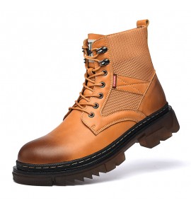 Men Comfy Round Toe Slip Resistant High Top Tooling Boots